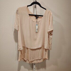 Metaphor Women's Mixed Media Blouse Size XL NWT Short Sleeve Scoop Neck